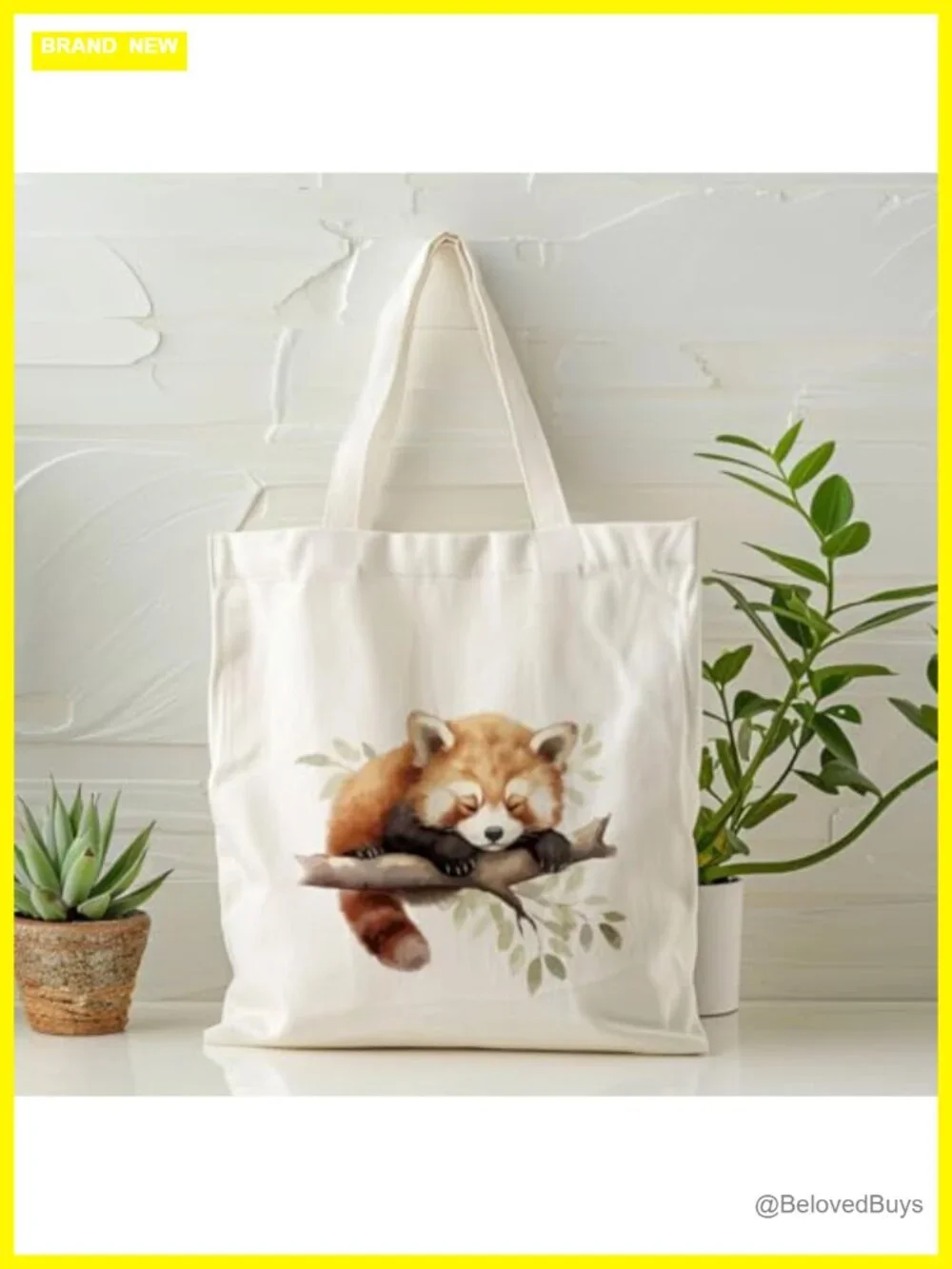 Red Panda Tote Bag, Cute Canvas Tote for Women, Reusable Grocery Shopping Bag